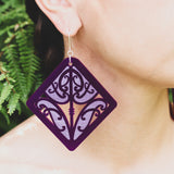 Earrings STATEMENT, Purple - Mangopare