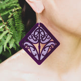 Earrings STATEMENT, Purple - Mangopare