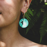 Earrings Green, Ngā Manu - Kahu circle