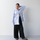 Tāwharau Collection _ Rawe HĀTE (shirt) - Blue and Navy Stripe #29