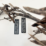 Earrings Black, Whakarare rectangle